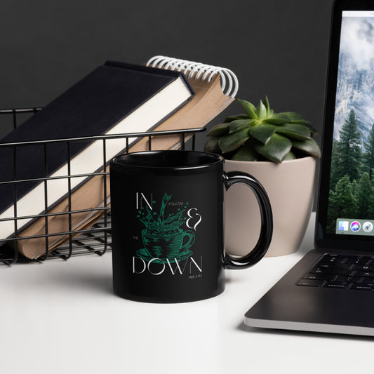 In & Down (Black Glossy Mug)