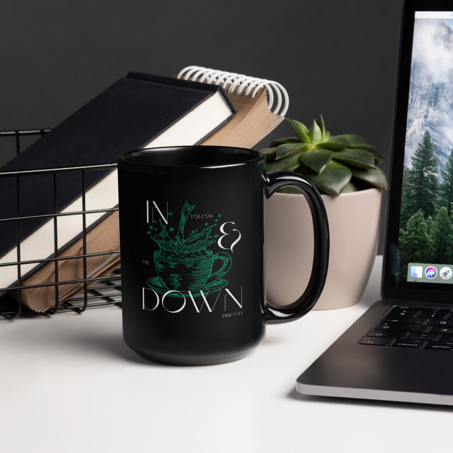 In & Down (Black Glossy Mug)
